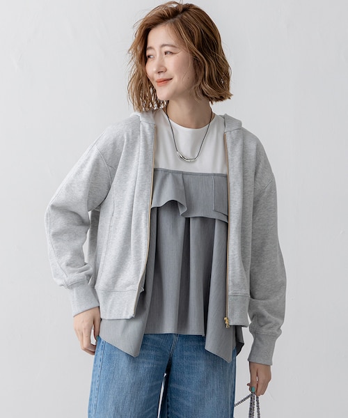 23区 今期 洗える コットンテリー ジップアップ フーディー 25SS 38 VERY3月号掲載／洗える】コットンテリー ジップアップ