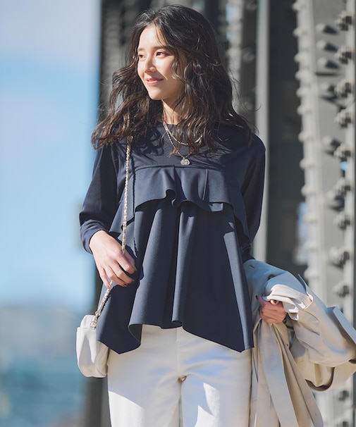 【洗える】ライトクロスビスチェコンビ ジャージー カットソー