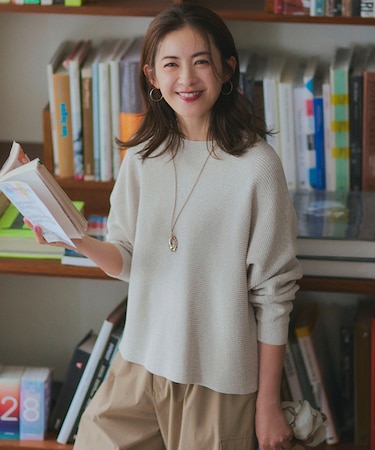 【Oggi3月号掲載/洗える】コットンギマ クロップド ドルマン ニット