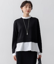 【洗える】シャツ コンビネーション ニット