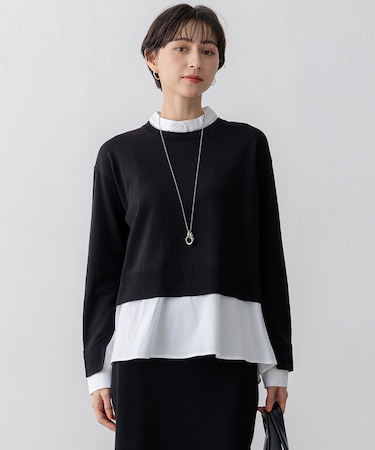 【洗える】シャツ コンビネーション ニット