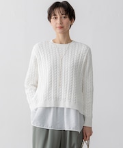 【Oggi3月号掲載/洗える】コットンギマ ケーブル ニット