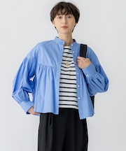 【洗える】CANCLINI ギャザー フレア ブラウス