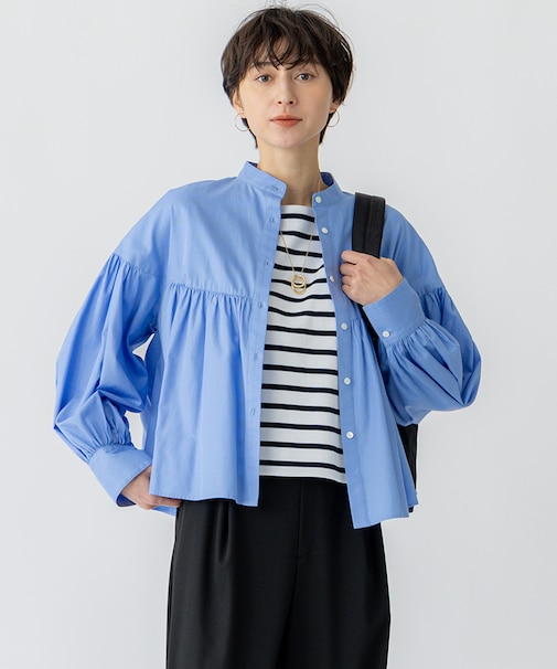 【洗える】CANCLINI ギャザー フレア ブラウス