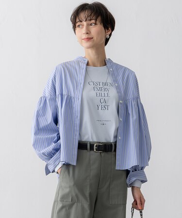 【洗える】CANCLINI ギャザー フレア ブラウス