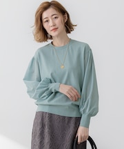 【洗える】コンフォートストレッチ パフスリーブ ニット