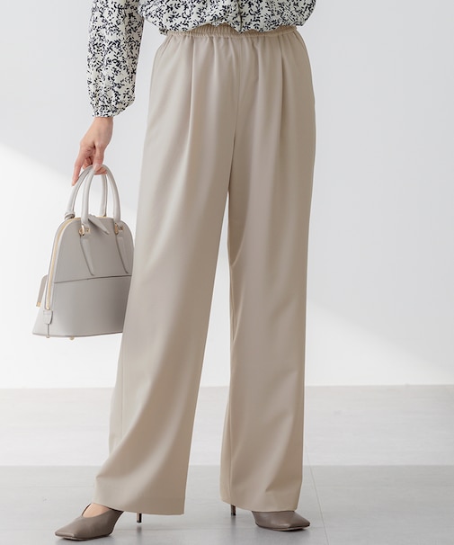 【セットアップ対応/洗える】2WAYストレッチツイル ワイドパンツ