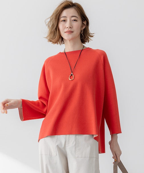 【洗える】バイカラー リターンスリーブ ニット