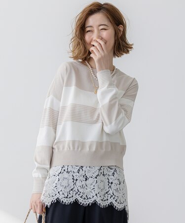 【洗える】コットンポリエステルストレッチ ショート ニット