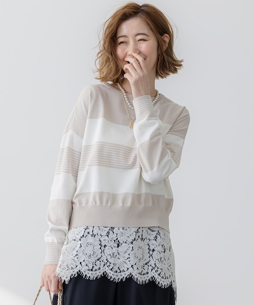 【洗える】コットンポリエステルストレッチ ショート ニット