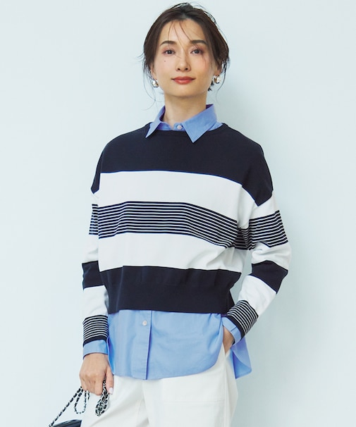 【洗える】コットンポリエステルストレッチ ショート ニット