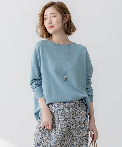 【洗える】コットンポリエステルストレッチ オーバーサイズ ニット