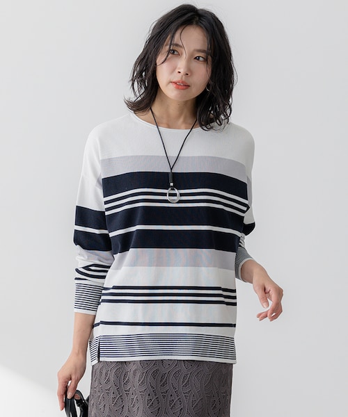 WEB限定カラーあり/洗える】スムースデザイン コンビ カットソー