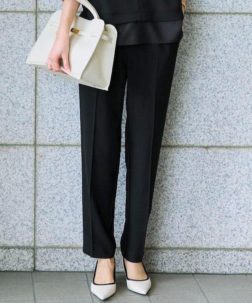 【Oggi7月号掲載/吸水速乾/接触冷感/UVカット】ストレッチジョーゼット テーパード パンツ