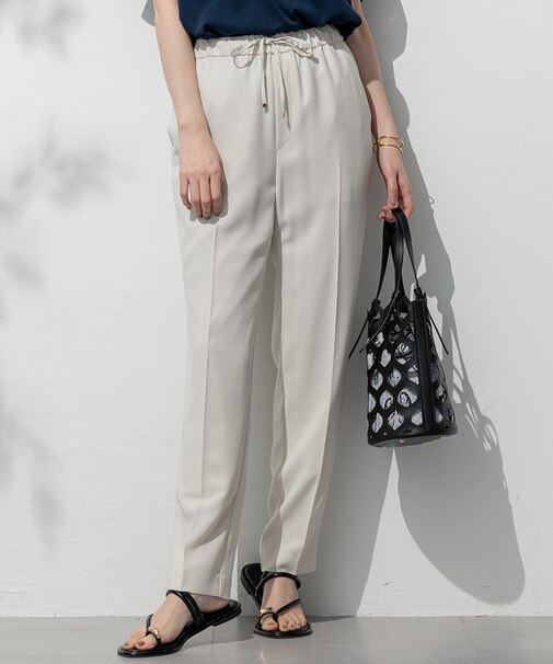 【Oggi7月号掲載/吸水速乾/接触冷感/UVカット】ストレッチジョーゼット テーパード パンツ