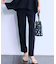 【Oggi7月号掲載/吸水速乾/接触冷感/UVカット】ストレッチジョーゼット テーパード パンツ