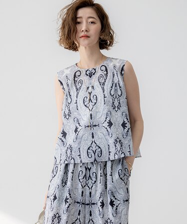 【洗える】Ratti ドローイング ペイズリー プリント ブラウス