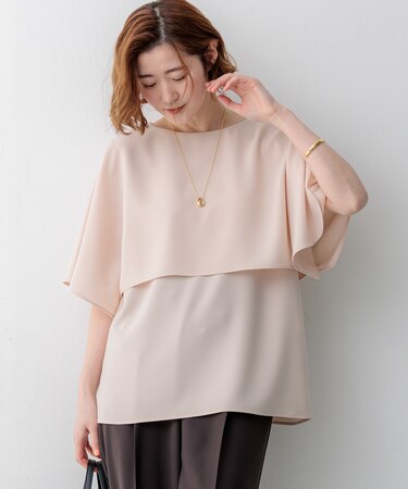 【新色追加】ストレッチジョーゼット  ケープデザイン カットソー