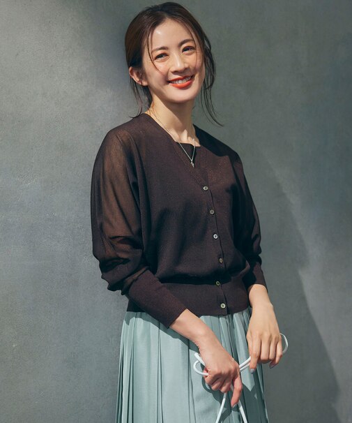 【洗える】シャイニーシアー ドルマンスリーブ カーディガン