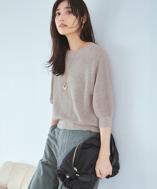 【洗える】ピュアリネン パフスリーブ ニット