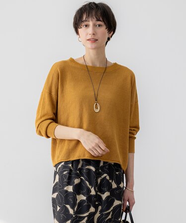 【洗える】ピュアリネン ワイド ニット