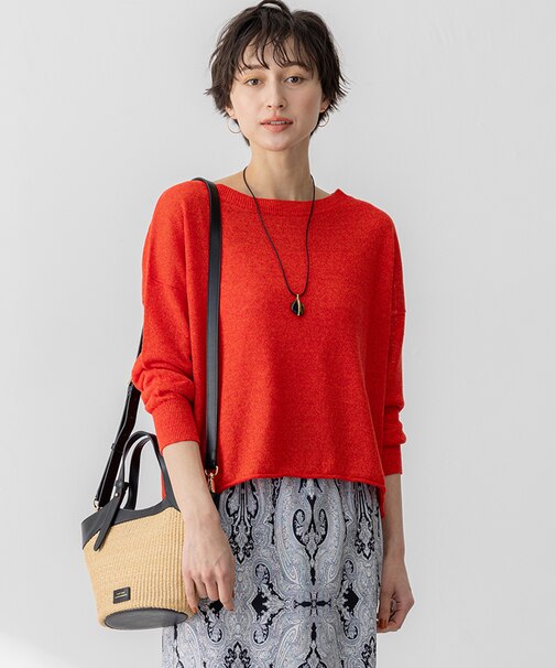 【洗える】ピュアリネン ワイド ニット