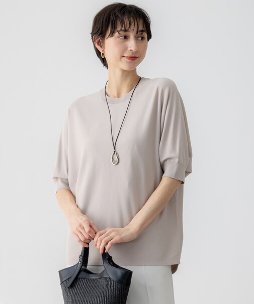 【洗える】レーヨンポリエステルストレッチ ドルマン ニット