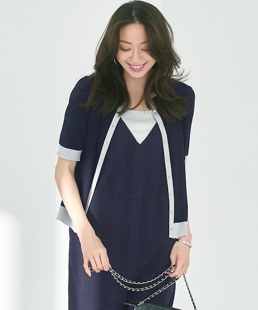 【WEB&一部店舗限定/洗える】レーヨンポリエステルストレッチ 半袖 カーディガン