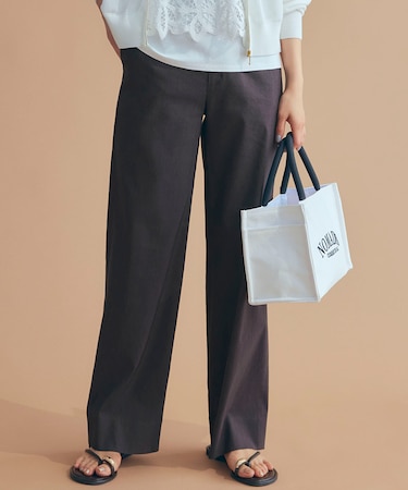 【Oggi5月号掲載/洗える】リネンレーヨンストレッチ ワイド パンツ