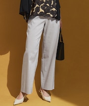 【Oggi5月号掲載/洗える】リネンレーヨンストレッチ ワイド パンツ