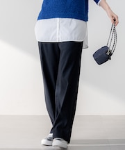 【Oggi5月号掲載/洗える】リネンレーヨンストレッチ ワイド パンツ