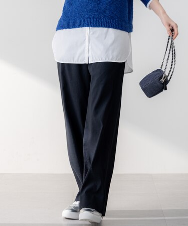 【Oggi5月号掲載/洗える】リネンレーヨンストレッチ ワイド パンツ