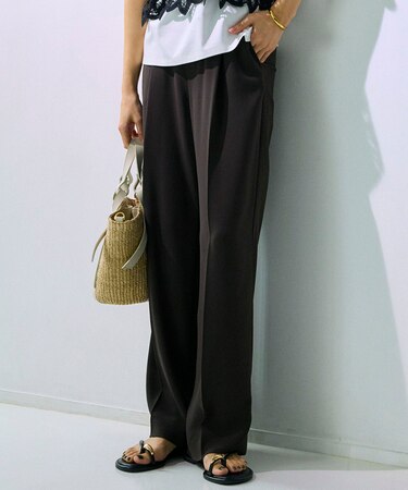 【接触冷感/UVカット/吸水速乾】ストレッチジョーゼット ワイド パンツ