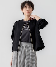 【洗える】リネンレーヨンストレッチ ブルゾン