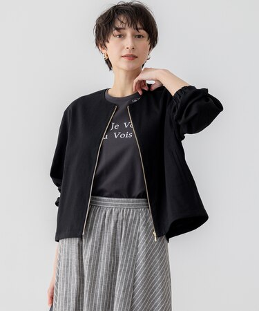 【洗える】リネンレーヨンストレッチ ブルゾン