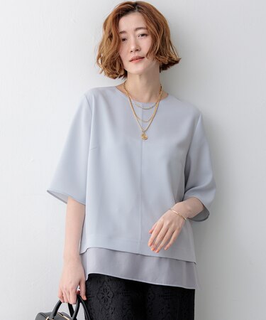 【新色追加】ストレッチジョーゼット シアーコンビ カットソー