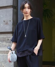 【吸水速乾/UVカット/接触冷感】ストレッチジョーゼット シアーコンビ カットソー