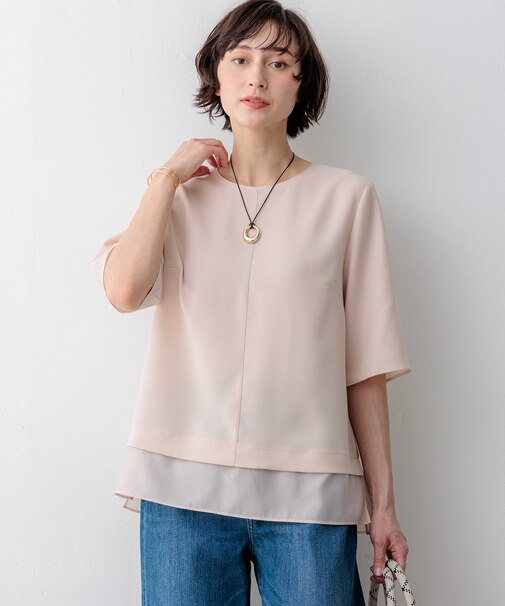 【新色追加】ストレッチジョーゼット シアーコンビ カットソー