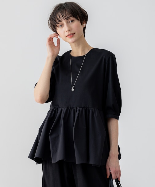 【GLOW8月号掲載/洗える】ランダムフリルジャージー ペプラム カットソー