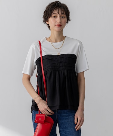 【WEB&一部店舗限定カラーあり】オーガンジービスチェコンビ カットソー