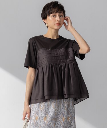 【WEB&一部店舗限定カラーあり】オーガンジービスチェコンビ カットソー