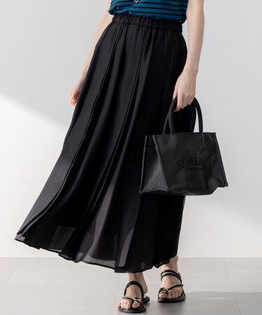 【洗える】ソフトオーガンジー タック スカート