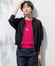 【洗える】シャイニーシアー ニット パーカー