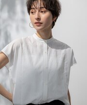 【洗える】エンブロイダリー コンビ ブラウス