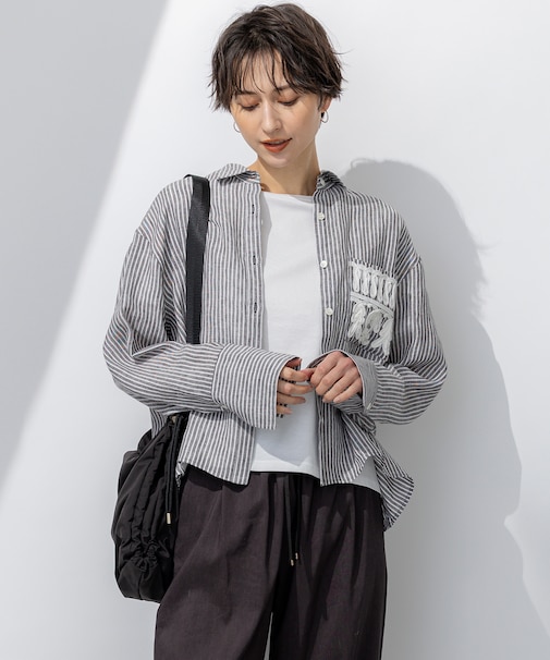 【洗える】LIBECO クロップド シャツ