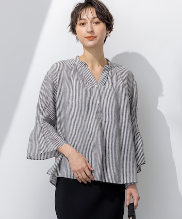 【洗える】LIBECO タックスリーブ シャツ