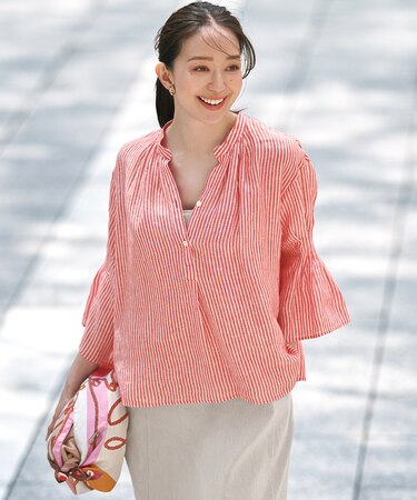 【洗える】LIBECO タックスリーブ シャツ