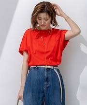 【汗じみ防止/洗える】スムースデザイン フレンチスリーブ Tシャツ