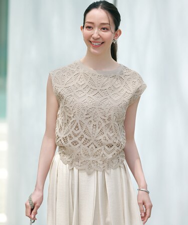 【洗える/汗じみ防止加工】エンブロイダリージャージー フレンチスリーブ カットソー