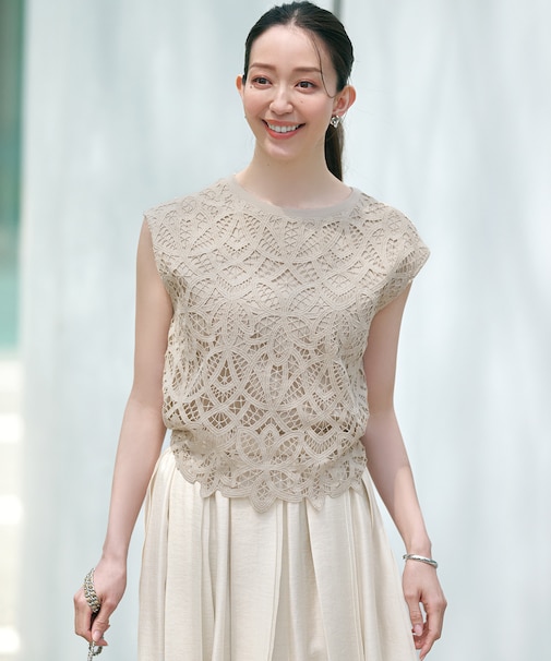 【洗える/汗じみ防止加工】エンブロイダリージャージー フレンチスリーブ カットソー